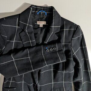 Merona Black Windowpane Check Blazer Jacket Machine Washable Wool Blend 4